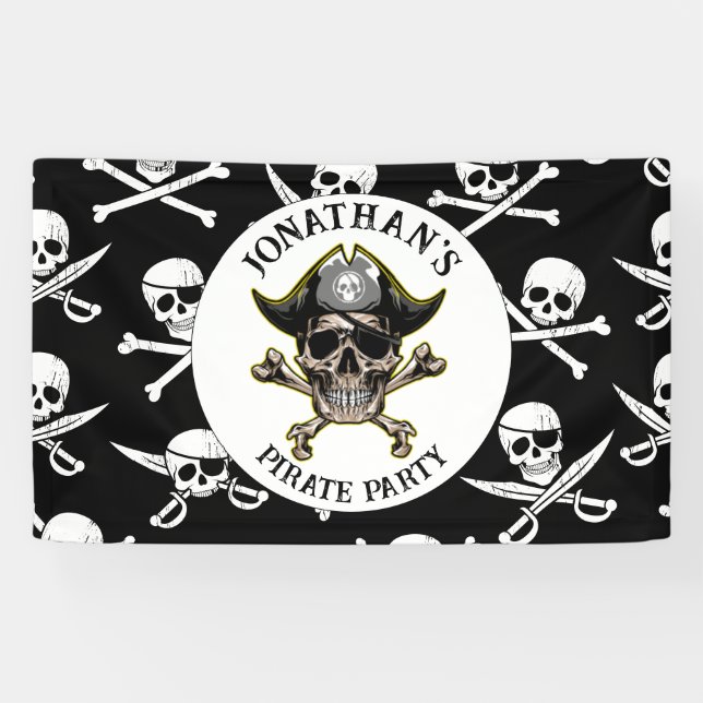 Pirate theme Party Adult Skull.Cross Bones Banner (Horizontal)