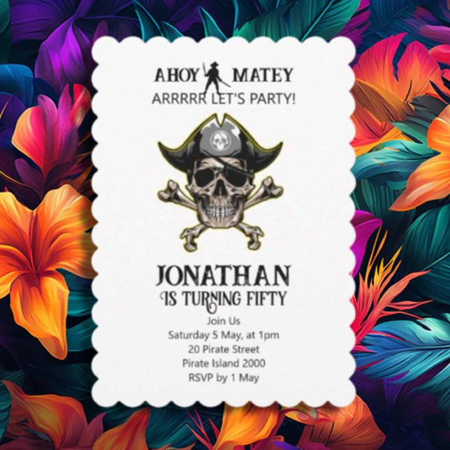 Pirate theme Party Adult Skull Cross Bones Invitation (If you have any questions or need assistance, just let us know. We're here to make sure your party i)