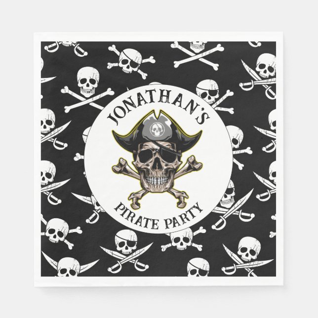 Pirate theme Party Adult Skull.Cross Bones Napkin (Front)