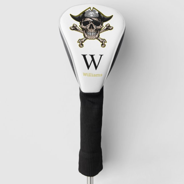 Pirate theme Party Adult Skull Monogram   Golf Head Cover (Front)