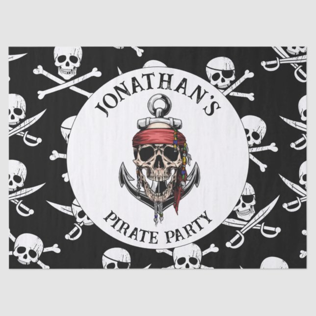 Pirate theme Party Adult Skull. NAUTICAL Tissue Paper (Front)