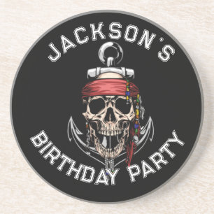 Pirate theme Party Adult Skull  NAUTICAL White Coaster