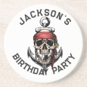 Pirate theme Party Adult Skull  NAUTICAL White Coaster