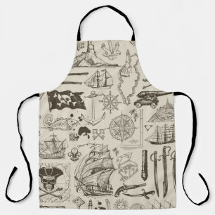 Pirate theme: vintage nautical pattern. apron