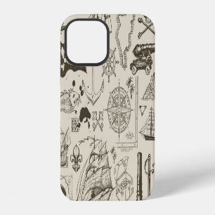 Pirate theme: vintage nautical pattern. iPhone 12 case