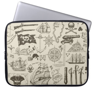 Pirate theme: vintage nautical pattern. laptop sleeve