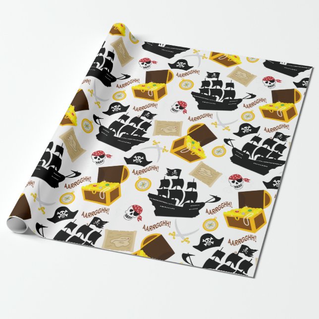 Pirate Theme Wrapping Paper (Unrolled)