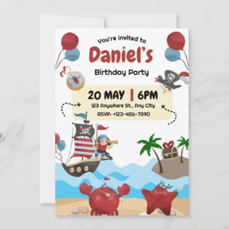 Pirate Themed Birthday Party Invitation