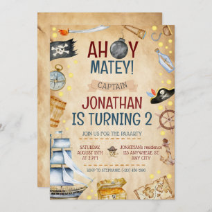 Pirate Themed Birthday Party Invitation