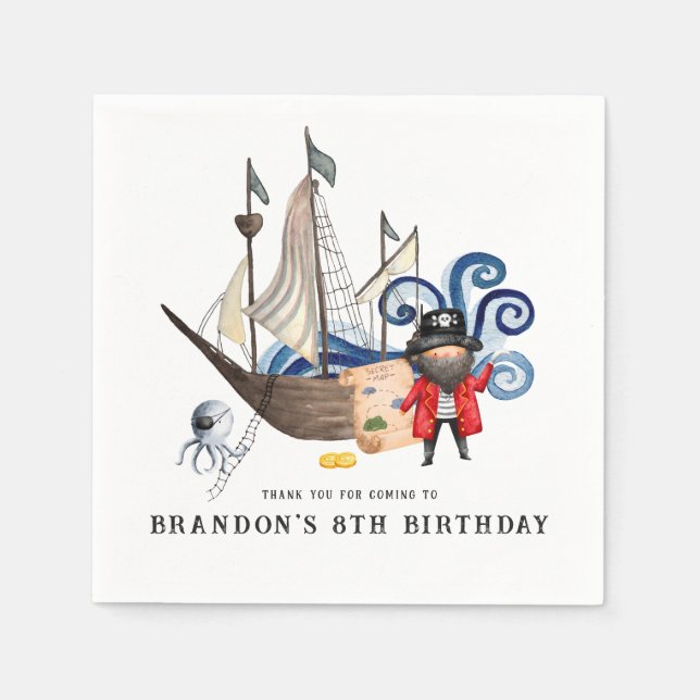 Pirate Themed Birthday Party  Napkins (Front)