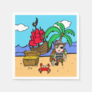 Pirate Themed Boy's Birthday Party Napkin