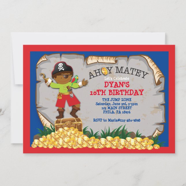 Pirate Treasure Chest Birthday Party Invitation (Front)