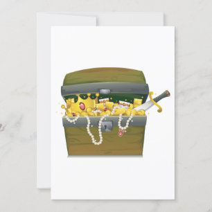 Pirate Treasure Chest with Jewels and Sword Invitation