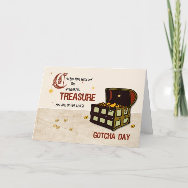 Pirate Treasure Gotcha Day, Boy Card (Front)