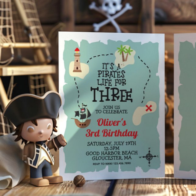 Pirate Treasure map  3rd Birthday Invitation (Creator Uploaded)