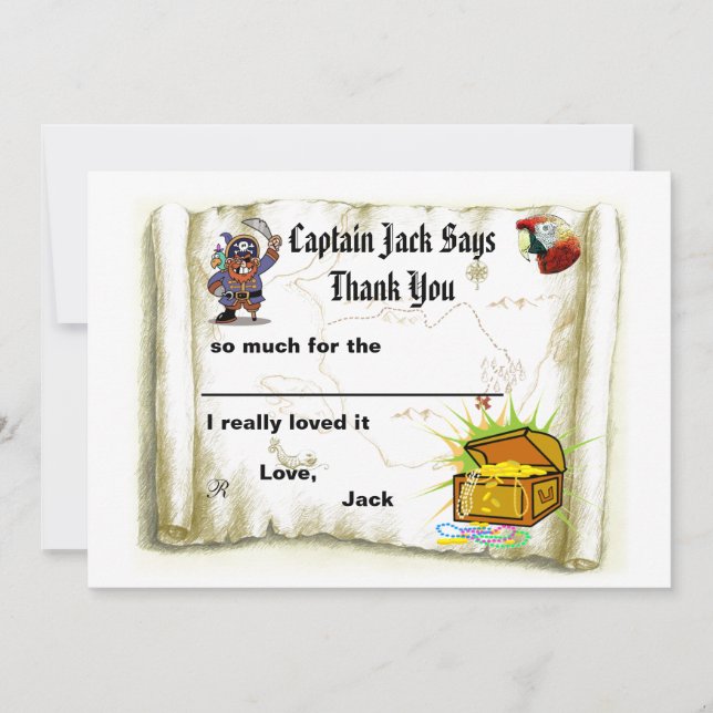 Pirate treasure map party invitation card (Front)