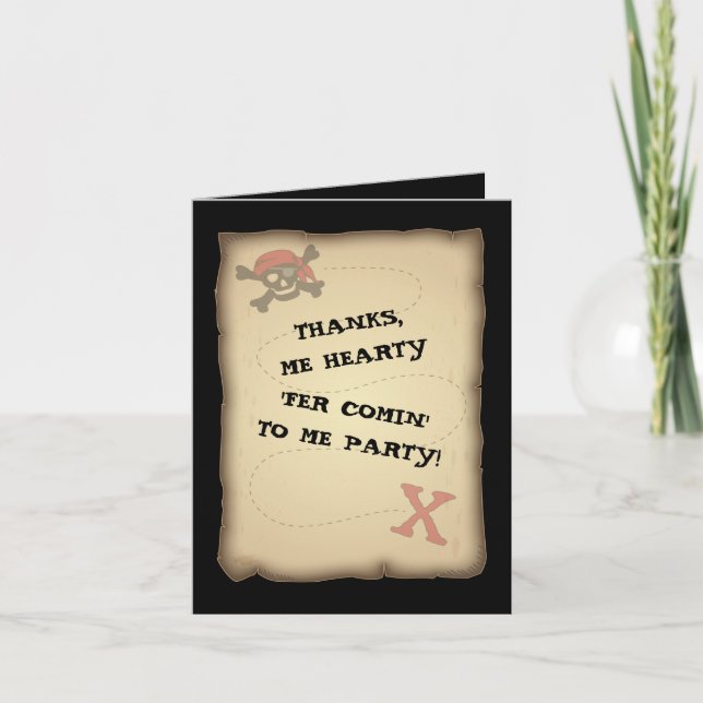 Pirate Treasure Map Thank You Note Card (Front)