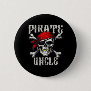Pirate Uncle Jolly Roger Flag And Skull Crossbones 6 Cm Round Badge