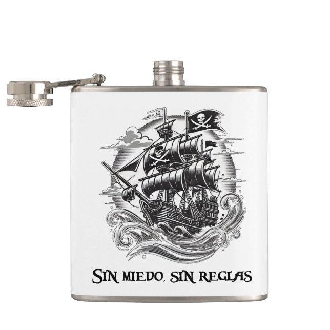 Pirate & Vessel Hip Flask (Opened)