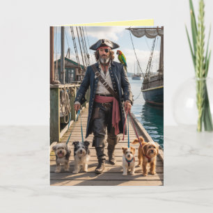 Pirate Walkin' the Dog Card