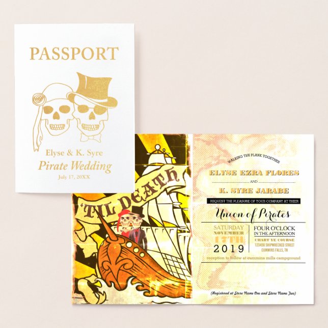 Pirate Wedding Gold Foil Passport Foil Card (Display)