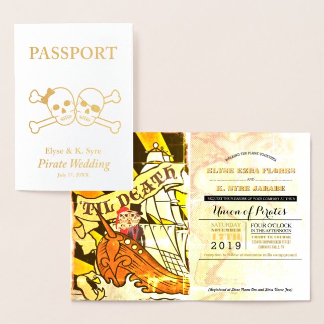 Pirate Wedding Gold Foil Passport Foil Card (Display)