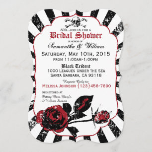 Pirate Wedding Goth Roses Bridal Shower Invitation