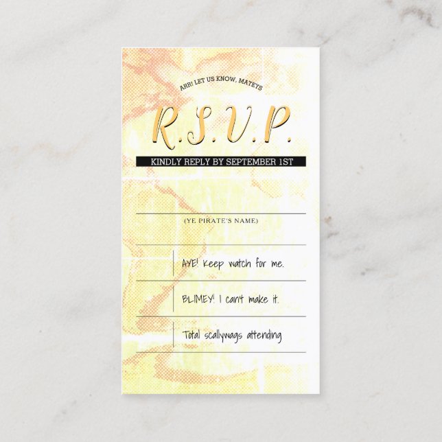 pirate wedding rsvp inserts (Back)