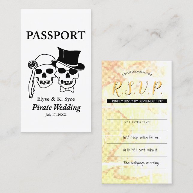 pirate wedding rsvp inserts (Front/Back)