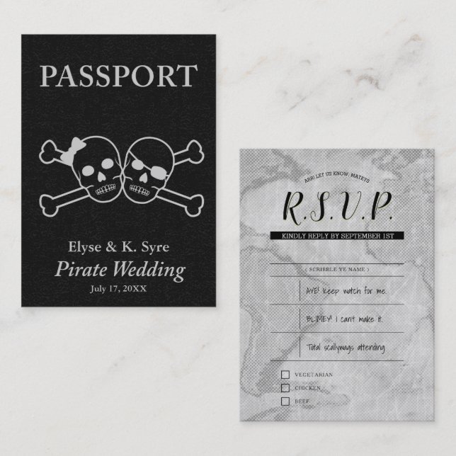 pirate wedding rsvp inserts (Front/Back)