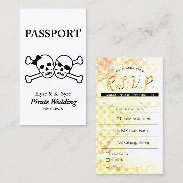 pirate wedding rsvp inserts (Front/Back)