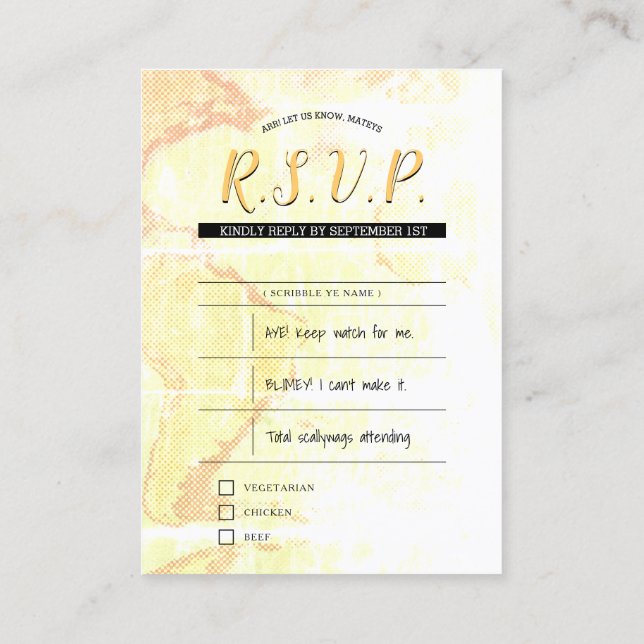 pirate wedding rsvp inserts (Back)