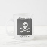 Pirate Wedding Souvenir Keepsake Mug<br><div class="desc">A jolly roger pirate flag adorns each side of this frosted mug along with your wedding date and the names of the bride and groom. Great souvenir or favour for the wedding party members. Simply type your info into the boxes under "personalise it" to make it your own! Available on...</div>