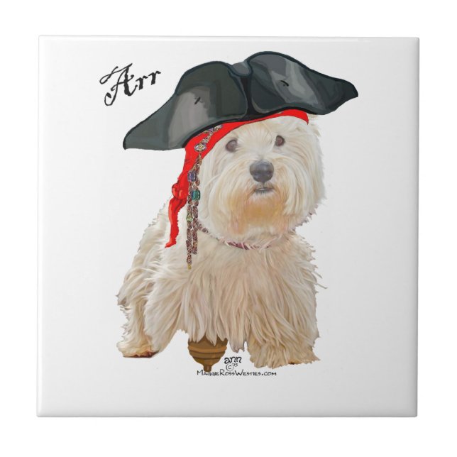 Pirate Westie Ceramic Tile (Front)