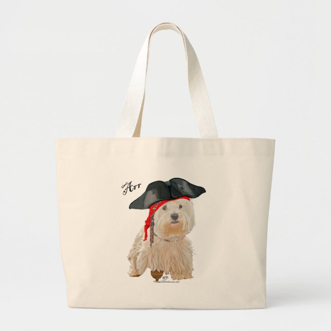Pirate Westie Large Tote Bag (Front)