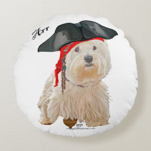 Pirate Westie Round Cushion
