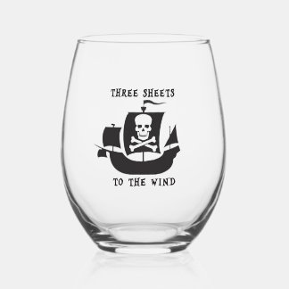 Pirate Wine Glass Three Sheets to the Wind  