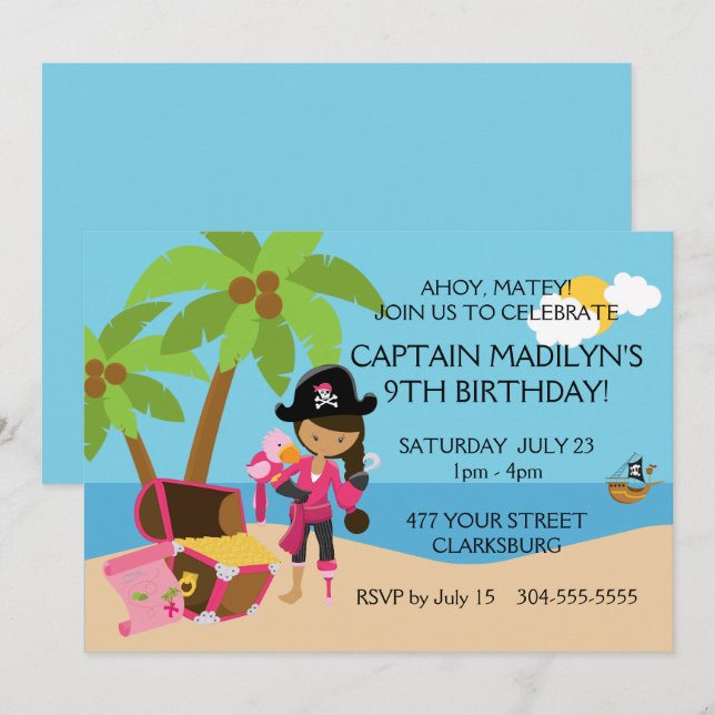 Pirate with a Peg Leg Birthday Party Invitation (Front/Back)