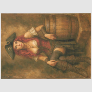 Pirate with Barrel Caribbean Nautical Decoupage Tissue Paper