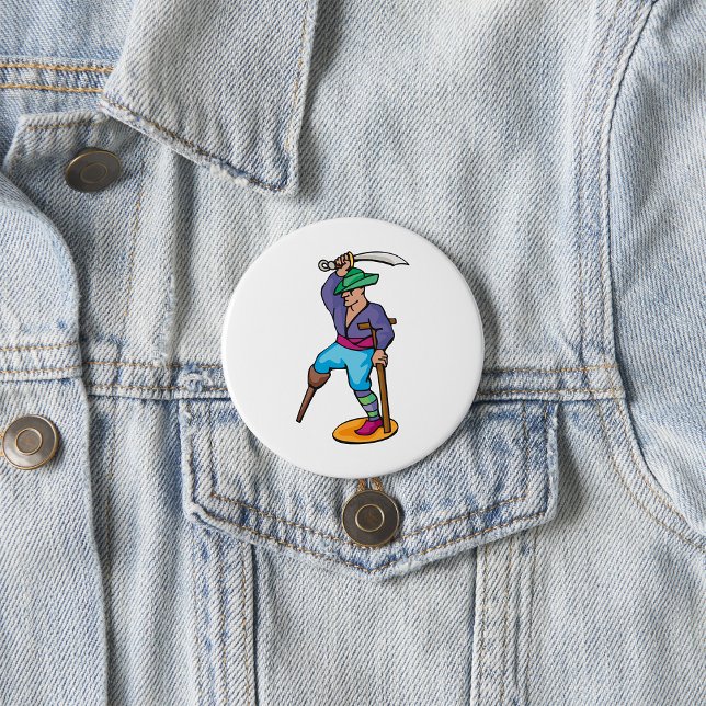 Pirate with Peg Leg and Sword 7.5 Cm Round Badge (Creator Uploaded)