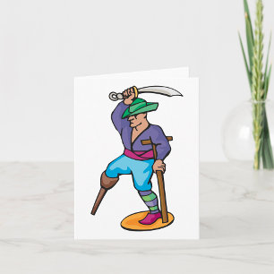 Pirate with Peg Leg and Sword Card