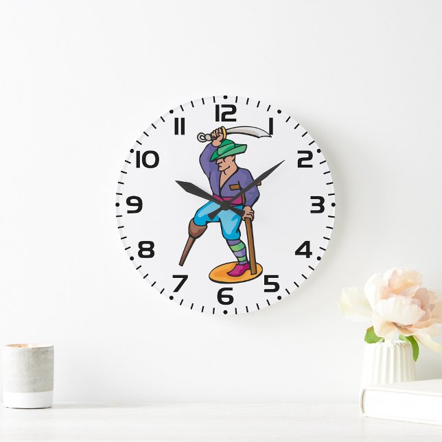 Pirate with Peg Leg and Sword Large Clock (Creator Uploaded)