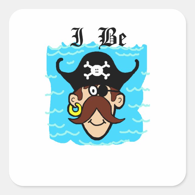 Pirate  with Water  Name Tag Stickers (Front)