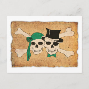 pirate woman and man postcard