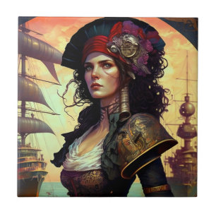 Pirate Woman Fantasy Art Ceramic Tile