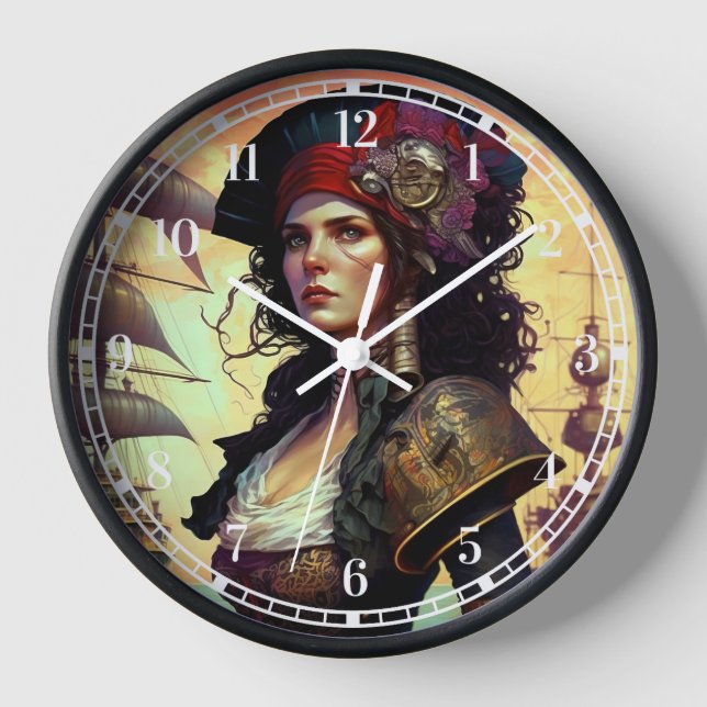 Pirate Woman Fantasy Art Clock (Front)