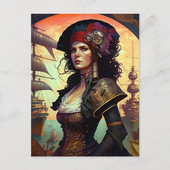 Pirate Woman Fantasy Art Postcard (Front)
