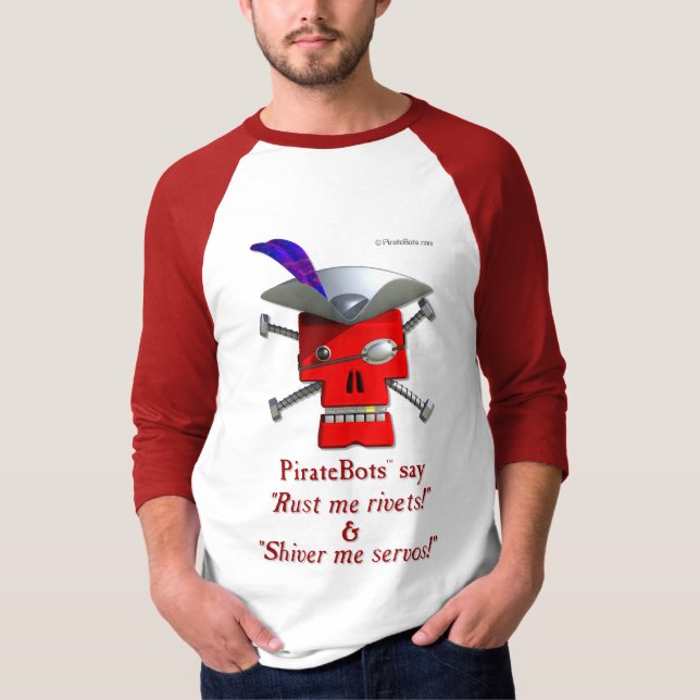 PirateBots -- unique 3D pirate robot shirt design (Front)