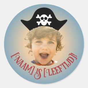Piraten Foto Sticker– Eigen Naam & Leeftijd -  Classic Round Sticker
