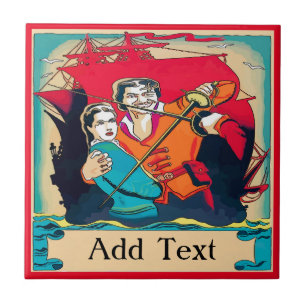 Pirates, add text, personalise ceramic tile